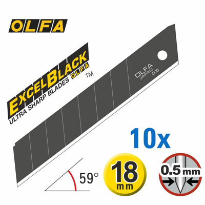 OLFA 18mm Schwarz Ultra-Sharp Klingen -10-er pack
