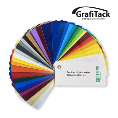 Swatchbook of polymer cutting films Grafityp
