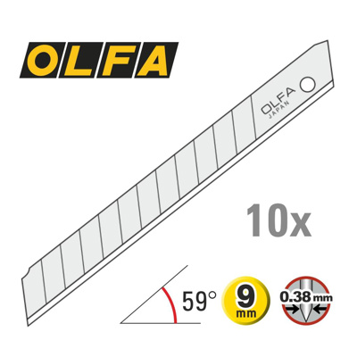 OLFA 9mm Silver Snap-Off Blades -10 pack