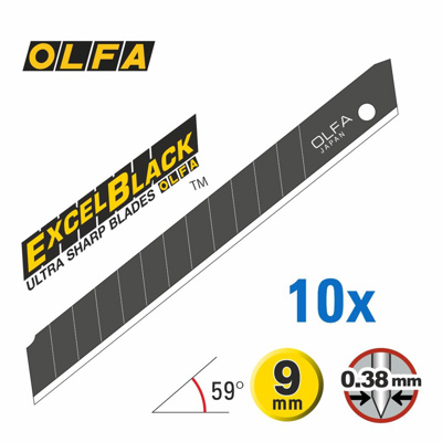 OLFA 9mm Black Ultra-Sharp Blades 10-pack Blister