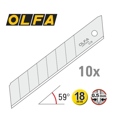 OLFA 18mm Snap-Off Blades Silver -10 Pack