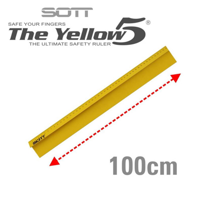 De Yellow-5 Anti Slip Snijliniaal -100cm