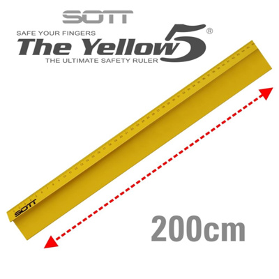 De Yellow-5 Anti Slip Snijliniaal -200cm