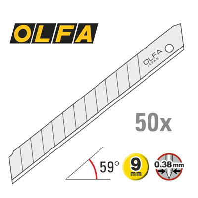 OLFA 9mm Afbreekmes 45° Silver carbon steel 50x