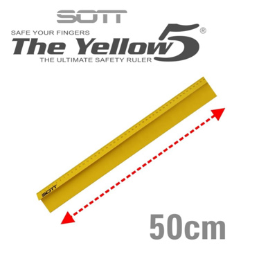De Yellow-5 Anti Slip Snijliniaal -50cm