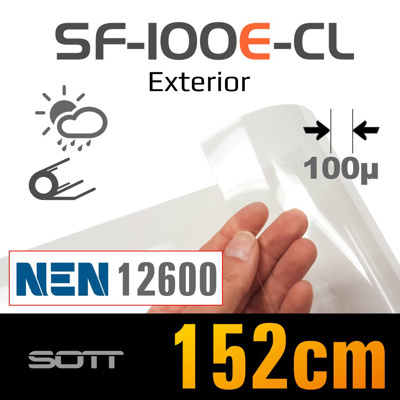 Veiligheidsfolie Safety 100 (4mil)  Clear NEN12600 EXTERIOR -152cm