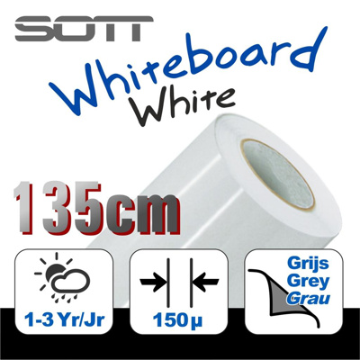 Whipe-Off Dry Erase Film White 135cm
